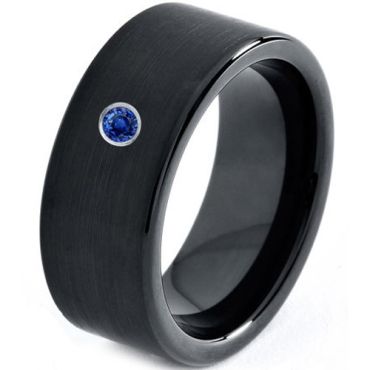 (Wholesale)Black Tungsten Carbide Ring With CZ-TG3669