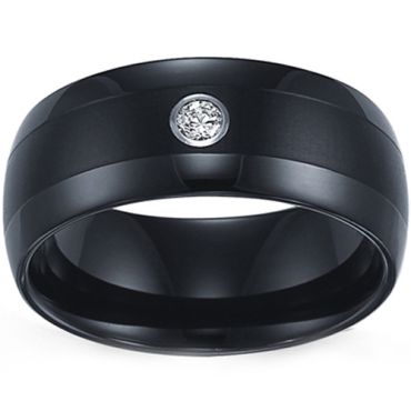 (Wholesale)Black Tungsten Carbide Ring With Cubic Zirconia-3679