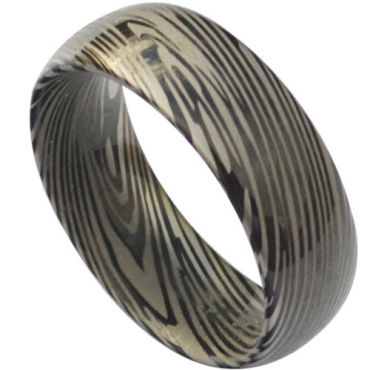 (Wholesale)Black Tungsten Carbide Damascus Ring - TG3824