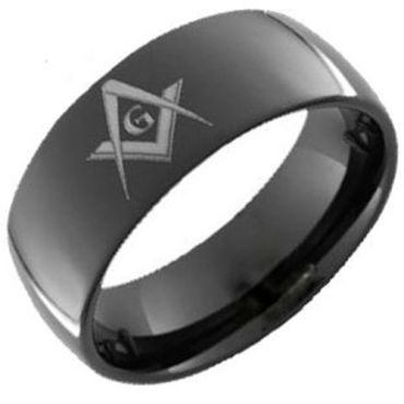 (Wholesale)Black Tungsten Carbide Masonic Ring - TG383AA