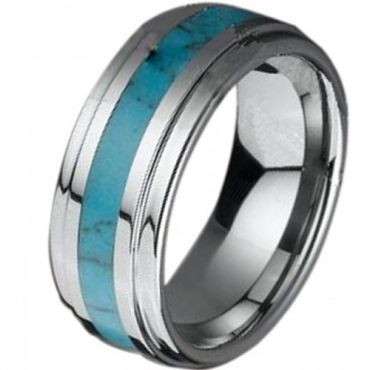 (Wholesale)Tungsten Carbide Imitate Turquoise Ring - TG3977
