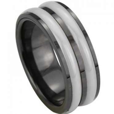 (Wholesale)Black White Ceramic Ring - TG3985