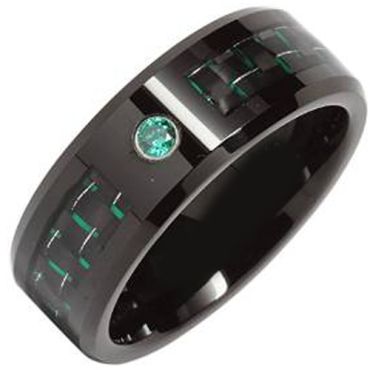 (Wholesale)Black Tungsten Carbide Carbon Fiber Ring-TG4020