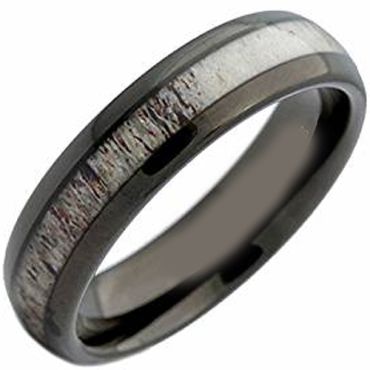 (Wholesale)Black Tungsten Carbide Deer Antler Ring - TG4215AA