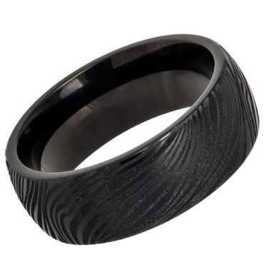 (Wholesale)Black Tungsten Carbide Damascus Ring - TG4281