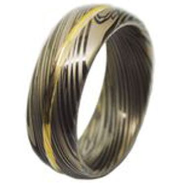 (Wholesale)Tungsten Carbide Black Gold Damascus Ring - TG4460