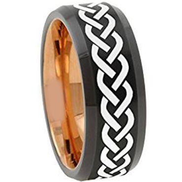 (Wholesale)Tungsten Carbide Black Rose Celtic Ring - 4664