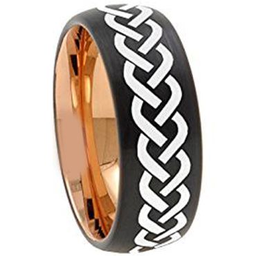 (Wholesale)Tungsten Carbide Black Rose Celtic Ring - 4667