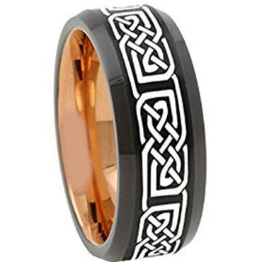 (Wholesale)Tungsten Carbide Black Rose Celtic Ring - 4672