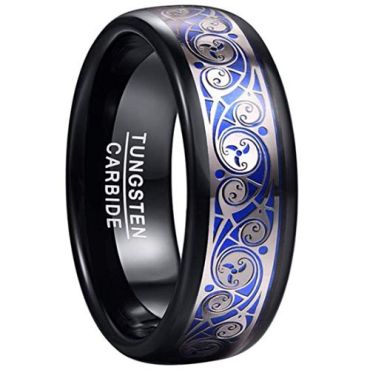 (Wholesale)Tungsten Carbide Black Blue Celtic Ring-TG5054