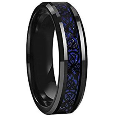 (Wholesale)Black Tungsten Carbide Dragon Ring - TG615AA