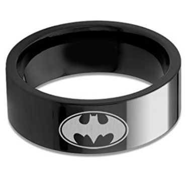 (Wholesale)Black Tungsten Carbide Batman Ring - TG676