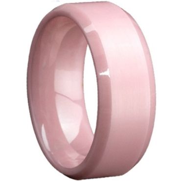 (Wholesale)Pink Ceramic Beveled Edges Ring - TG815