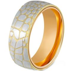 (Wholesale)Tungsten Carbide Gold Tone Silver Ring-00524