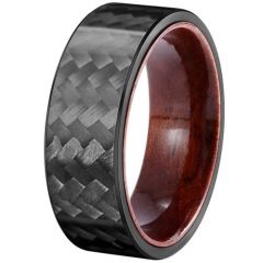 (Wholesale)Carbon Fiber Ring With Wood-00576
