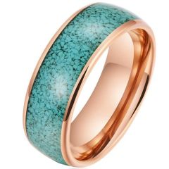 (Wholesale)Rose Tungsten Carbide Ring With Turquoise-00594