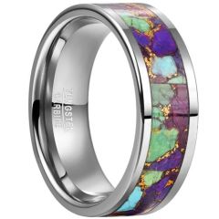 (Wholesale)Tungsten Carbide Turquoise & Gold Foil Ring-00831