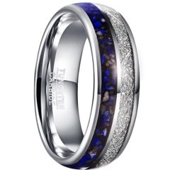 (Wholesale)Tungsten Carbide Ring With Lapis Lazuli & Meteorite-00832