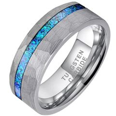 (Wholesale)Tungsten Carbide Faceted Ring With Turquoise-00959