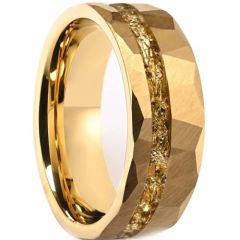 (Wholesale)Gold Tone Tungsten Carbide Gold Foil Faceted Ring-01194