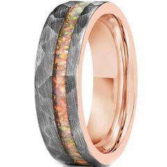 (Wholesale)Tungsten Carbide Rose Silver Ring With Crushed Opal-01209