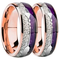 (Wholesale)Rose Tungsten Carbide Arrows Ring With Meteorite & Carbon Fiber-01544