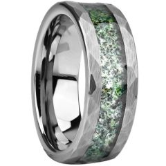 (Wholesale)Tungsten Carbide Faceted Ring With Meteorite-01599