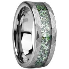 (Wholesale)Tungsten Carbide Faceted Ring With Meteorite-01714