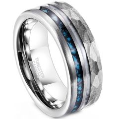 (Wholesale)Tungsten Carbide Faceted Ring With Deer Antler & Turquoise-01913