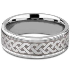 (Wholesale)Tungsten Carbide Celtic Step Edges Ring - TG1360