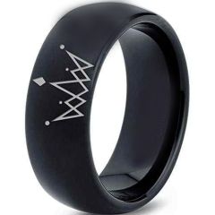 (Wholesale)Black Tungsten Carbide King Crown Ring-1597