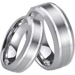 (Wholesale)Tungsten Carbide Double Line Beveled Edges Ring - TG1