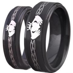 (Wholesale)Black Tungsten Carbide Mo Anam Cara Ring-166