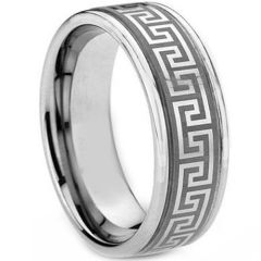 (Wholesale)Tungsten Carbide Greek Key Ring-TG1831