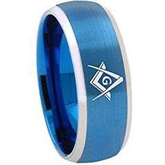 (Wholesale)Tungsten Carbide Masonic Beveled Edges Ring - 1867