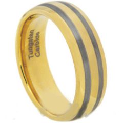 (Wholesale)Tungsten Carbide Dome Double Lines Ring - TG1920