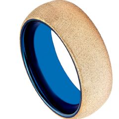 (Wholesale)Tungsten Carbide Blue Gold Sandblasted Ring - TG1972A