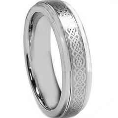 (Wholesale)Tungsten Carbide Celtic Step Edges Ring - TG2126