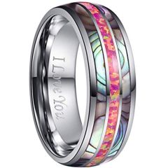 (Wholesale)Tungsten Carbide Shell & Imitate Opal Ring-2242