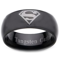 (Wholesale)Black Tungsten Carbide Superman Ring - TG2277
