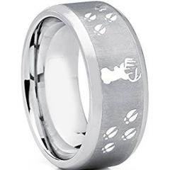 (Wholesale)Tungsten Carbide Deer Track Beveled Edge Ring - TG2445