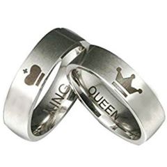 (Wholesale)Tungsten Carbide Pipe Cut King Queen Ring - TG2571AA