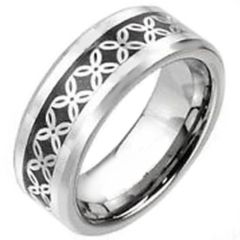 (Wholesale)Tungsten Carbide Floral Inlays Ring - TG2586