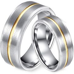 (Wholesale)Tungsten Carbide Center Groove Ring - TG2793