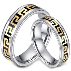 (Wholesale)Tungsten Carbide Greek Key Inlays Ring-2956A