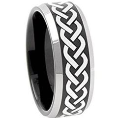 (Wholesale)Tungsten Carbide Celtic Beveled Edges Ring - 3086