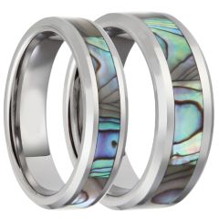 (Wholesale)Tungsten Carbide Abalone Shell Ring-4070