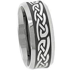 (Wholesale)Tungsten Carbide Celtic Beveled Edges Ring - 3094