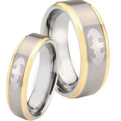 (Wholesale)Tungsten Carbide Batman Step Edges Ring - TG4277