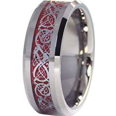 (Wholesale)Tungsten Carbide Beveled Edges Dragon Ring - TG3582